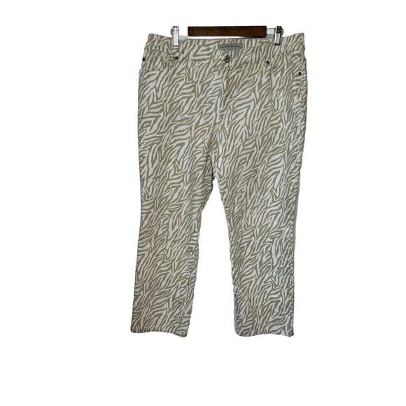 Chico's Pants - Chicos Platinum Denim Zebra Print Tan White Womens Size 2.5 /14US Ankle Jeans